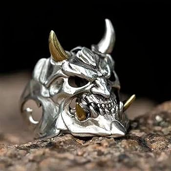 般若 スカル デザイン シルバー リング シルバーアクセサリー DeryckHeart デリックハート Dragon芳正